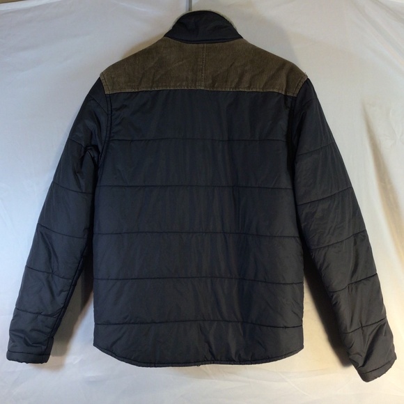 Prana Men’s Waylen Puffer Jacket Gray Size Large Bomber Sherpa Collar Corduroy - Picture 2 of 12